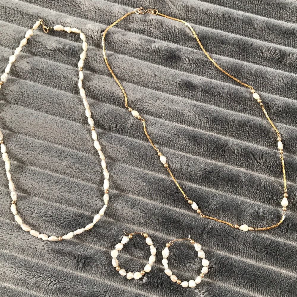 2 Necklaces and 1 Pair Matching Earrings